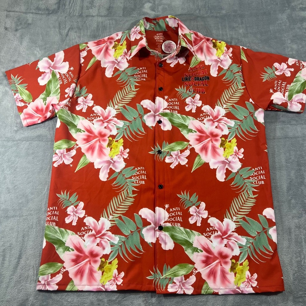 Anti Social Social Club x Like a Dragon RARE Red Floral Hawaiian Shirt XL NWT - Picture 3 of 8